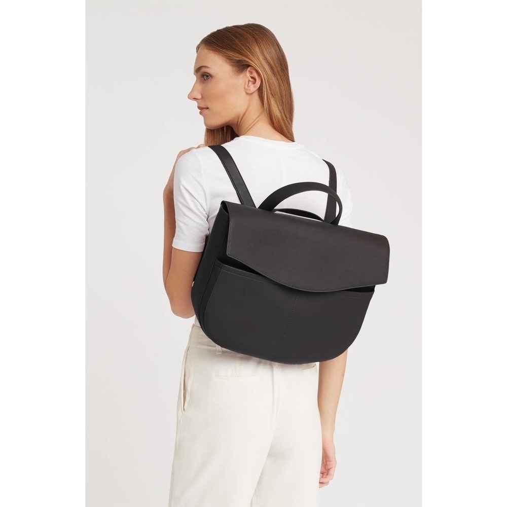 Cuyana Black Leather Crossbody Backpack